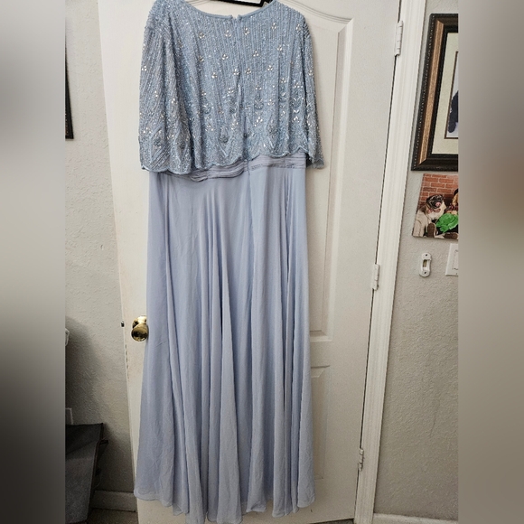 Mac Duggal Beaded Overlay A-Line Gown Powder Blue SZ 20 NWT 9181 $598 - Picture 10 of 15